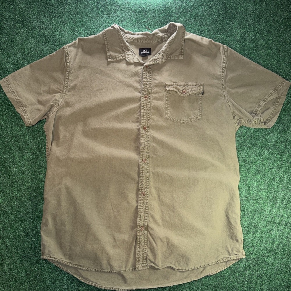 O'Neill Green Shirt Sleeve Button Up Men's Size 2XL Surfer Style